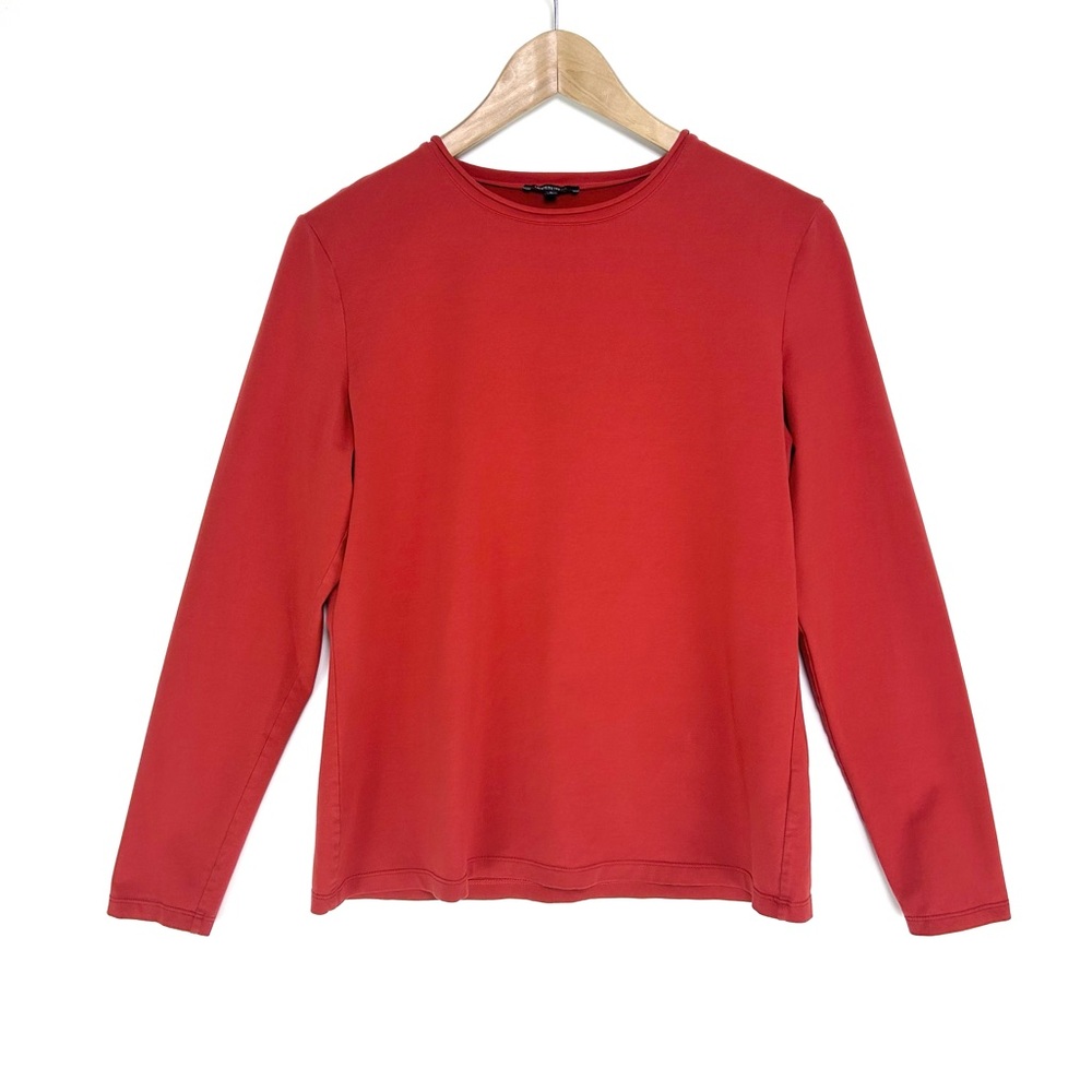 Lafayette 148 Long Sleeve T Shirt Large Red Stretch Basic - Fair Condition